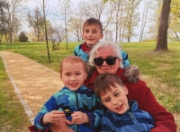 Eva Ucikova with her grandchildren, Šternberk, ca. 2023