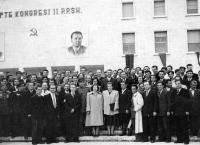 Photographs from the Congress of the Albanian Labour Party / portrait of Enver Hoxha / Tirana / 1952