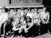 Secondary vocational school of horticulture in Pilsen. The photo on the right shows the teacher Jelinek and the mathematics teacher. Pilsen - Skvrňany, 1963