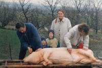 Josef Lexa (left) with his family, Nové Hodějovice near České Budějovice, 1980s