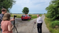 Josef Lexa filming for the project Stories of Our Neighbours, the surroundings of the defunct Temelínec, 2022