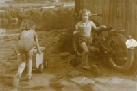  With her older sister Dorota, Prague-Podbaba, 1957