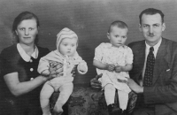 Witness (third from left) with her mother, brother Rudolf and father in 1944