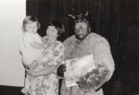 With her husband Břetislav (dressed as the devil) and daughter Eliška, Olomouc, 1970s