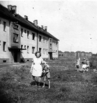 Ladislav Jaworek with his mother Aloysia, Karviná 6-Nové Město, around 1951