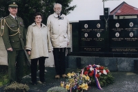 Miluška Ottová for the Czech Union of Freedom Fighters in Zákřov, from left: MVDr. Milan Kunčo Žufa, PhDr. Rostislav Vysloužil, ca. 2014