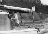 Miroslav Martínek in a self-made boat