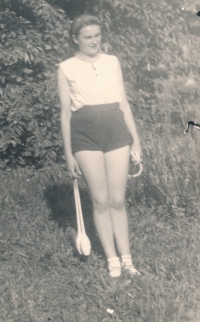 Václava Buriánová at the Sokol meeting in Prague in 1948