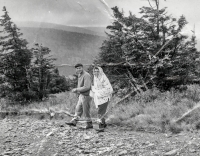 On the way from Praděd in Jeseníky. Jarmila and Jan Chovanec, probably mid-1960s