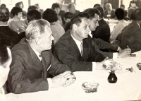 Witness (middle) as director of the Svornost mine during a meeting in Ústí nad Labem, 1960s