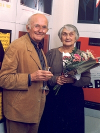 Jan Sr and Božena Rajlichs at an opening in the Jančík Gallery in Opava, circa 1992 