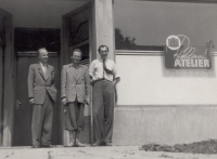 Witness's father Jan Rajlich Sr at the Pazdera Brothers' advertising studio in Zlín, 1944