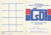 Party legitimation of Vlastislav Musil in the Liberal Democratic Party, 1992