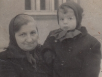 Vlastislav Musil with his grandmother Jenovéfa Weisserová in 1953