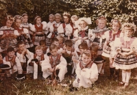 Ethnographic ensemble in the kindergarten in Brno-Žabovřesky, Vlastislav Musil first from the left