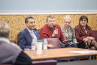 At the press conference with Lev Shlosberg, Pskov, 2015