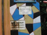 Memorial plaques of former Baťa employees on the chapel, Batanagar, India, 2021