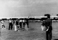 Sports festival, Batanagar, India, probably 1940s.