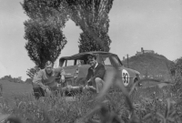 Witness (left) during training with Miroslav Souček, Rallye Teplice, 1965