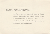 Pozvánka k promoci, 22. prosince 1961