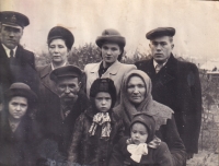 Great-grandfather Lazar (with a moustache) and great-grandmother Kateryna (in a headscarf)