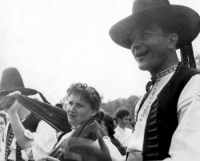 Alois Bílek and his wife Silvia with the folklore association Rakovan, early 1960s
