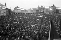 General strike, České Budějovice, photo by Bohuslava Maříková, 27 November 1989