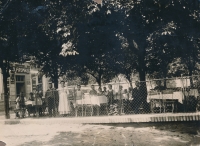 Grandfather of Igor Froněk in the garden restaurant of his pub with his first wife