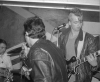 V3S's second concert in Strahov at Club 11, the witness is playing the guitar, circa 1984