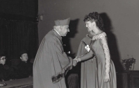 Marie M. Dufková graduating from CTU, 1979