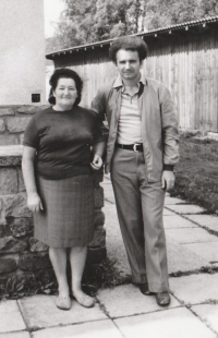 Václav Vondrášek with his mother, 1960s, Volary