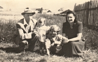 Václav Vondrášek with his sister and parents, 1950s, Volary