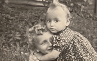 Václav Vondrášek with his sister, 1950s