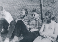 Pavel Keřka (first from left) with friends, 1982