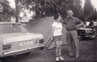 Mother Marie Doušová, née Ungermannová, and father Jaroslav Douša Sr in a camp before the trip to Lomnický štít, 1972