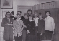 Jaroslav Douša with the staff of the Plzeň City Archive, 1980s