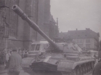 Republic Square in Plzeň on 21 August 1968