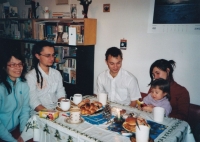 Jana and Jaroslav Doušas' children: Jan (centre), Petr with wife Silva, daughter Lucie, 2006