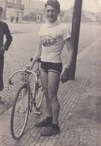 Father Jaroslav Douša Sr as a cyclist, likely in 1936