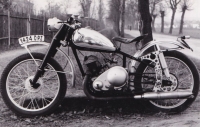 A motorcycle designed and partly built by witness's father Jaroslav Douša Sr, 1950s