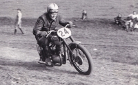 Witness's father Jaroslav Douša Sr racing a motorcycle, 5 July 1953