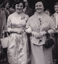 Mother Marie Doušová (right) at the wedding of Blanka Škoulová, daughter of her husband's sister, 1961