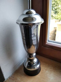 Father's cycling trophy, the "1st prize junior SKC (Sports Cyclists Club) Plzeň, Buriánek Memorial 1940, uphill champion"