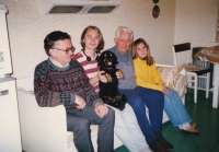 Pictured from left: Jaroslav Douša, younger son Jan (* 1979), Jaroslav Douša Sr. (1916-1998), daughter Lucie (* 1986), Easter 1998