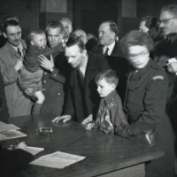 Return - Miloslav Koller with his father and younger brother, Prague, April 1947