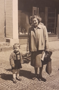 With mom, Prague, ca. 1951