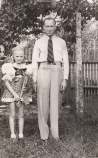 Stanislava Petrželková with her father Antonín Svoboda, 1942-1943